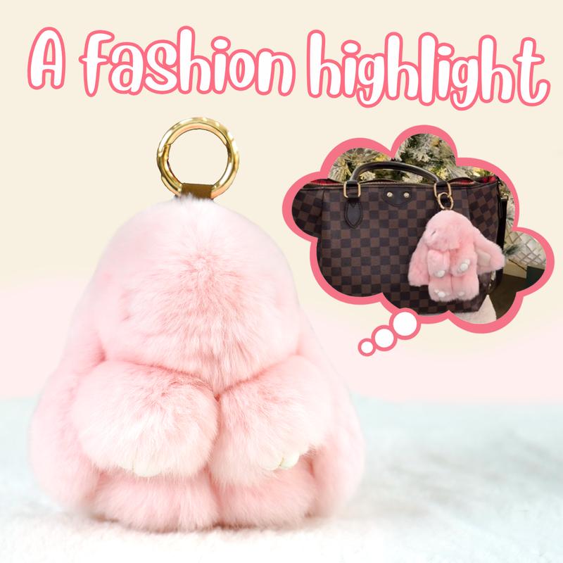 Bunny LuLu Handmade Soft Bunny PomPom Keychain with Designed Tin Box β Adorable Charm for Bags, Phones, and Keys in 14 Colors Hot Pink VNP