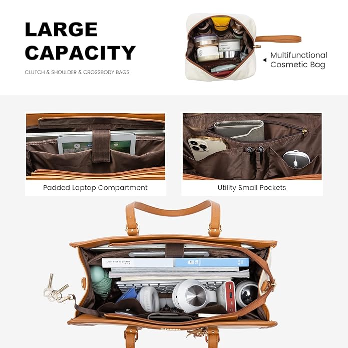 Laptop Bag for Women 17 inch Lightweight Canvas Laptop Tote Bag