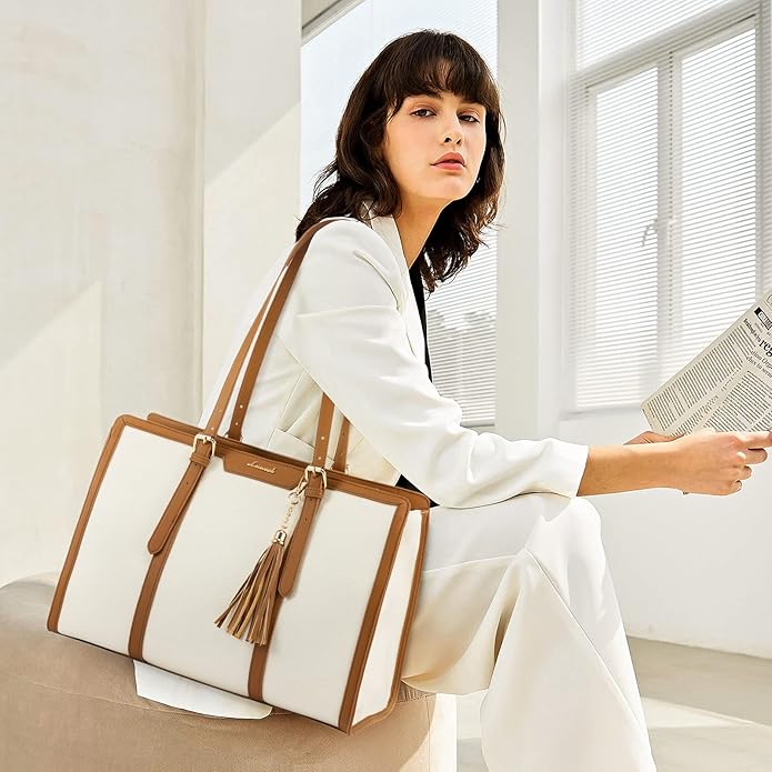 Laptop Bag for Women 17 inch Lightweight Canvas Laptop Tote Bag