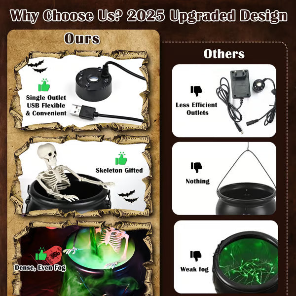 "Magic Floating Potion Cauldron Diffuser – Halloween Decor with Fog & LED Lights"