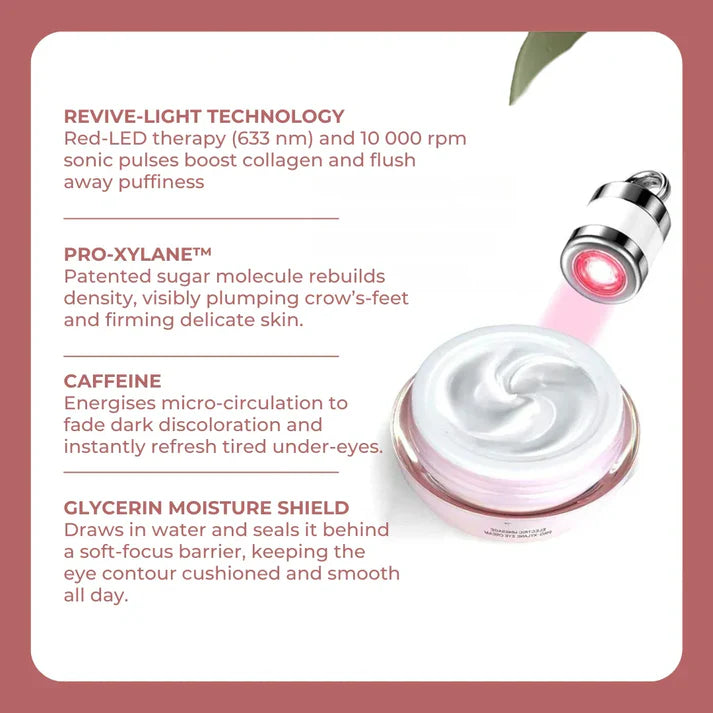 Light Eye Massage Creamwith Caffeine & Hyaluronic Acid for Dark Circles Firming Fine Lines Hydrating Moisturizing Radiant Skin Care with Red Light Micro-Vibration Head