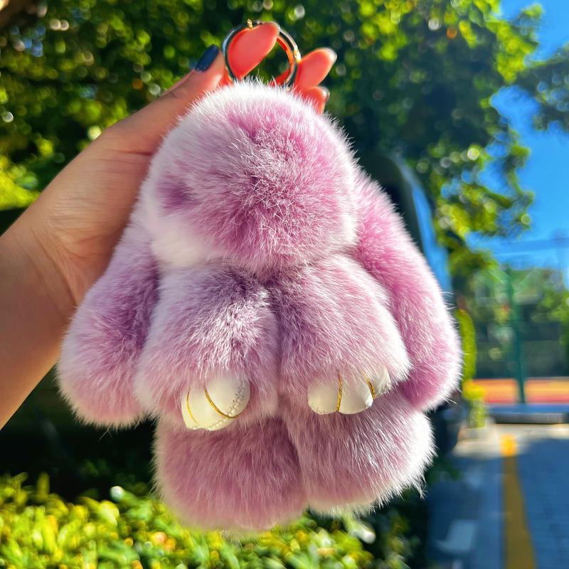 Bunny LuLu Handmade Soft Bunny PomPom Keychain with Designed Tin Box β Adorable Charm for Bags, Phones, and Keys in 14 Colors Hot Pink VNP