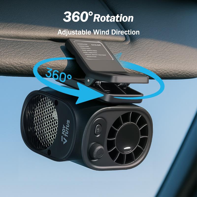 Premium Tech Car Clip-On Fan – 360° Rotation, 100 Speeds, LED Display, USB Rechargeable (1800mAh)