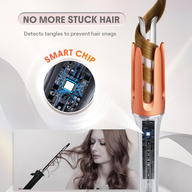 Auto Curling Iron with 3 Heat Levels, 2-Way Spin & Anti-Burn Design