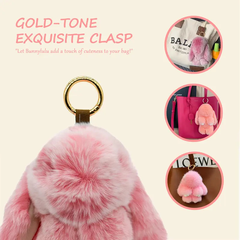 Bunny LuLu Handmade Soft Bunny PomPom Keychain with Designed Tin Box β Adorable Charm for Bags, Phones, and Keys in 14 Colors Hot Pink VNP