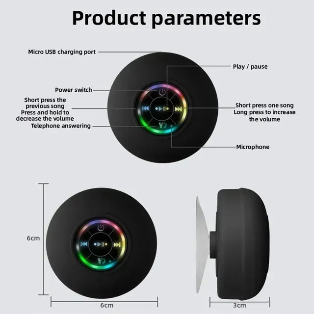 π₯ Hot 2025 π₯ Mini Waterproof Bluetooth Speaker with LED For Bathroom