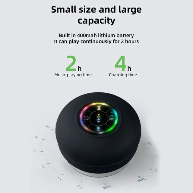 π₯ Hot 2025 π₯ Mini Waterproof Bluetooth Speaker with LED For Bathroom