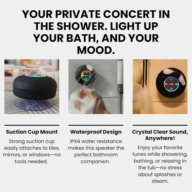 π₯ Hot 2025 π₯ Mini Waterproof Bluetooth Speaker with LED For Bathroom