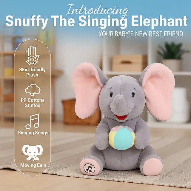 Cute Hide and Seek Elephant Plush Doll with Music
