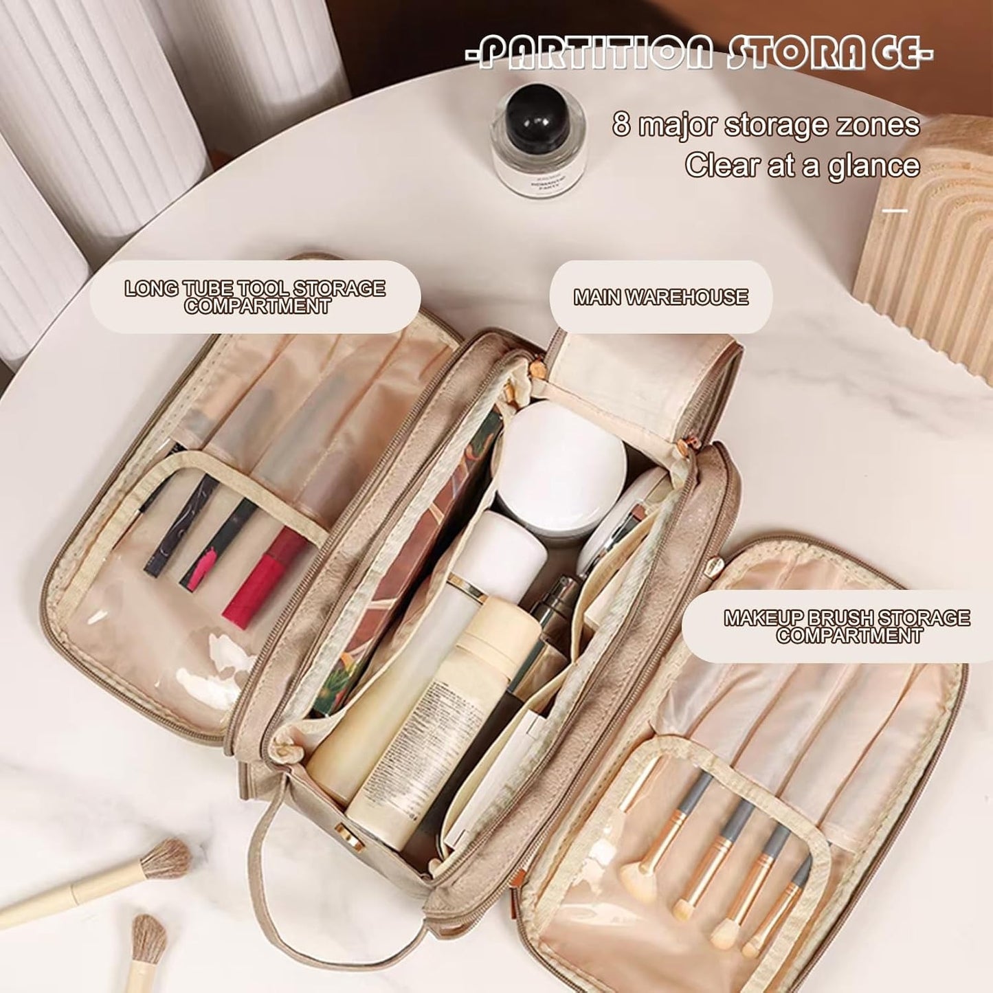 Portable Makeup Bag, Back To School, Fall Large Capacity Cosmetic Storage Bag, Travel Accessories, Travel Essentials, Zipper Makeup Organizer Pouch, Versatile Storage Stationery, Cosmetics Organizer, Brush Pouch, Vanity Bag Organizer, Makeup Bag Set