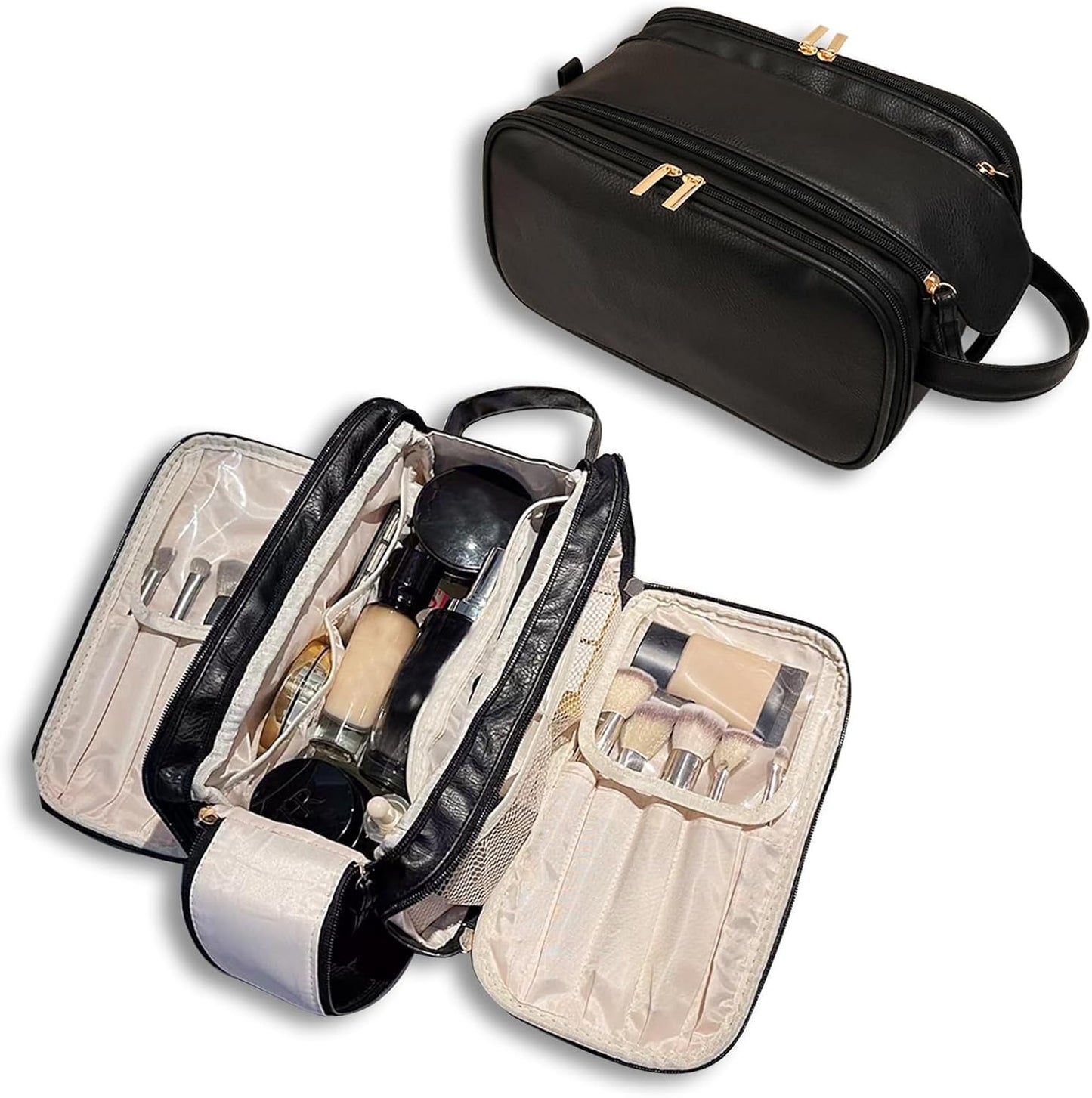 Portable Makeup Bag, Back To School, Fall Large Capacity Cosmetic Storage Bag, Travel Accessories, Travel Essentials, Zipper Makeup Organizer Pouch, Versatile Storage Stationery, Cosmetics Organizer, Brush Pouch, Vanity Bag Organizer, Makeup Bag Set