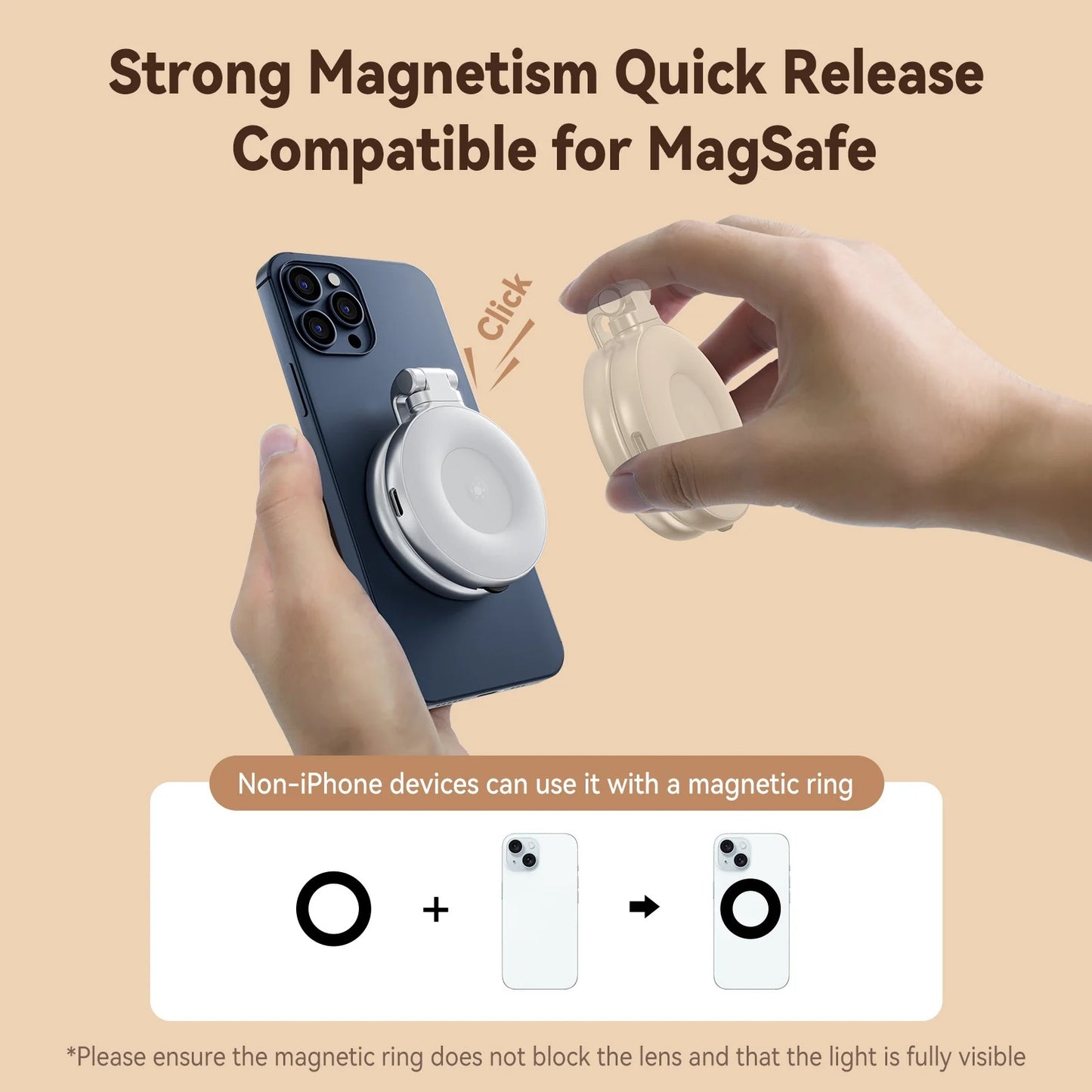 TELESIN Magnetic Selfie Light with Built-in Makeup Mirror