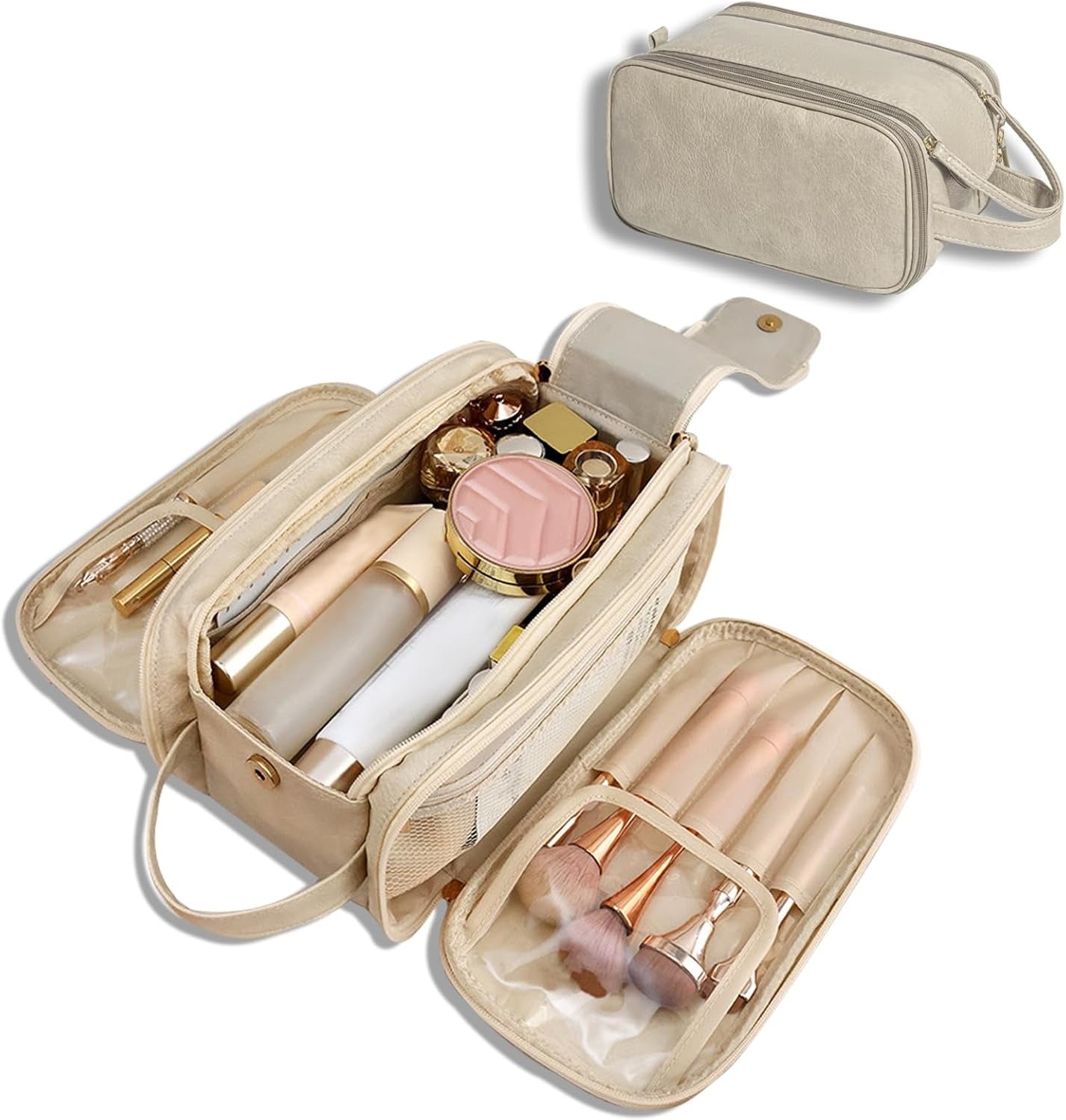 Portable Makeup Bag, Back To School, Fall Large Capacity Cosmetic Storage Bag, Travel Accessories, Travel Essentials, Zipper Makeup Organizer Pouch, Versatile Storage Stationery, Cosmetics Organizer, Brush Pouch, Vanity Bag Organizer, Makeup Bag Set