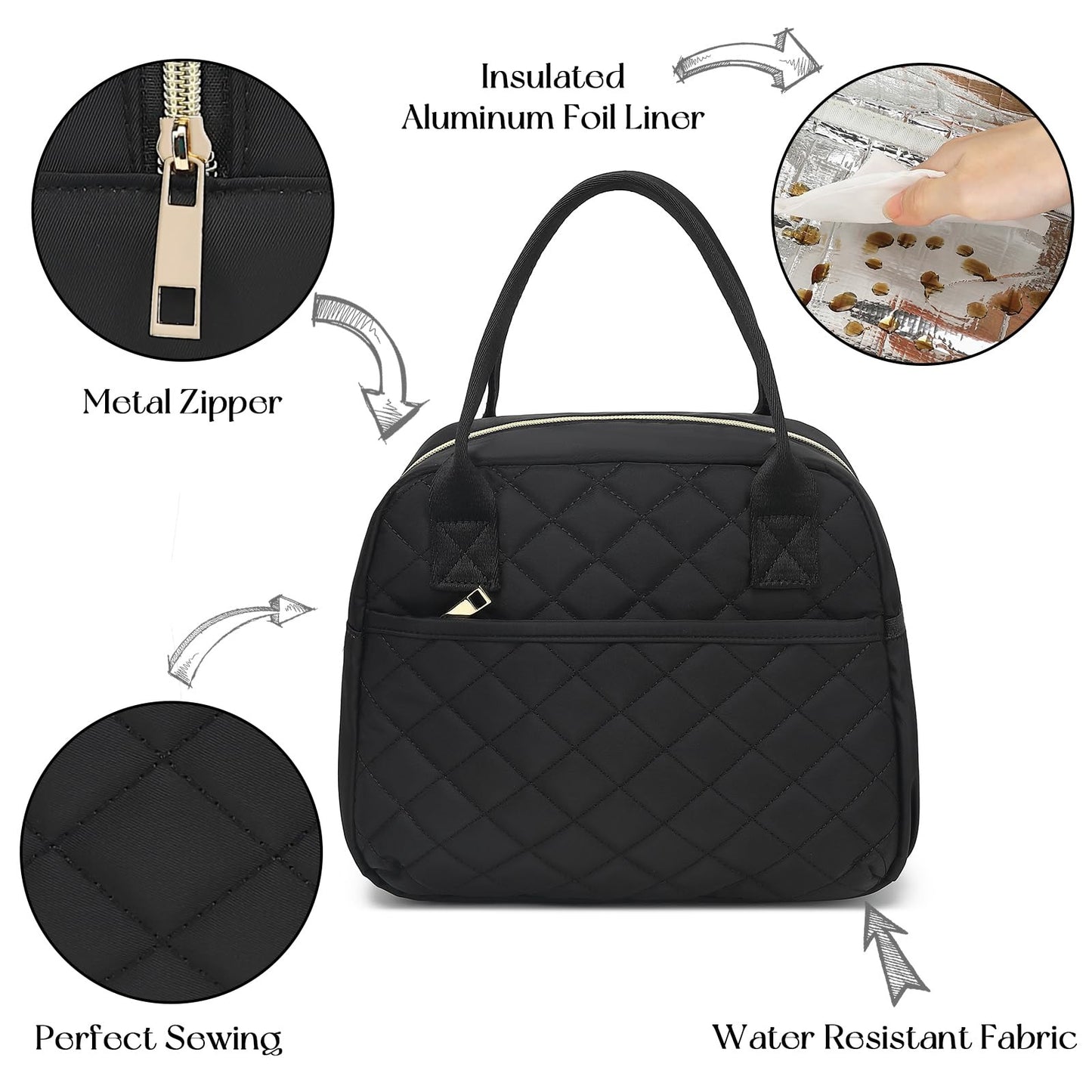 Insulated Lunch Bag for Women Men Large Reusable Lunch Box Adult Leakproof Portable Cooler Tote Bags for Work Picnic VNP