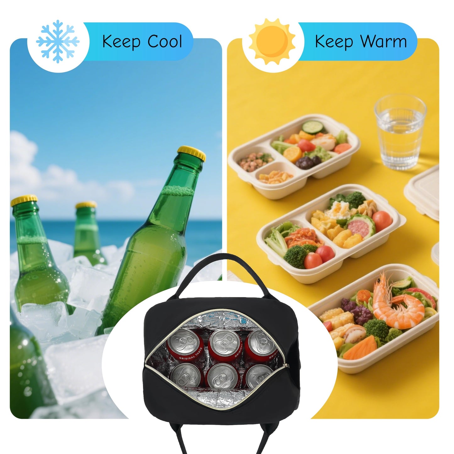 Insulated Lunch Bag for Women Men Large Reusable Lunch Box Adult Leakproof Portable Cooler Tote Bags for Work Picnic VNP