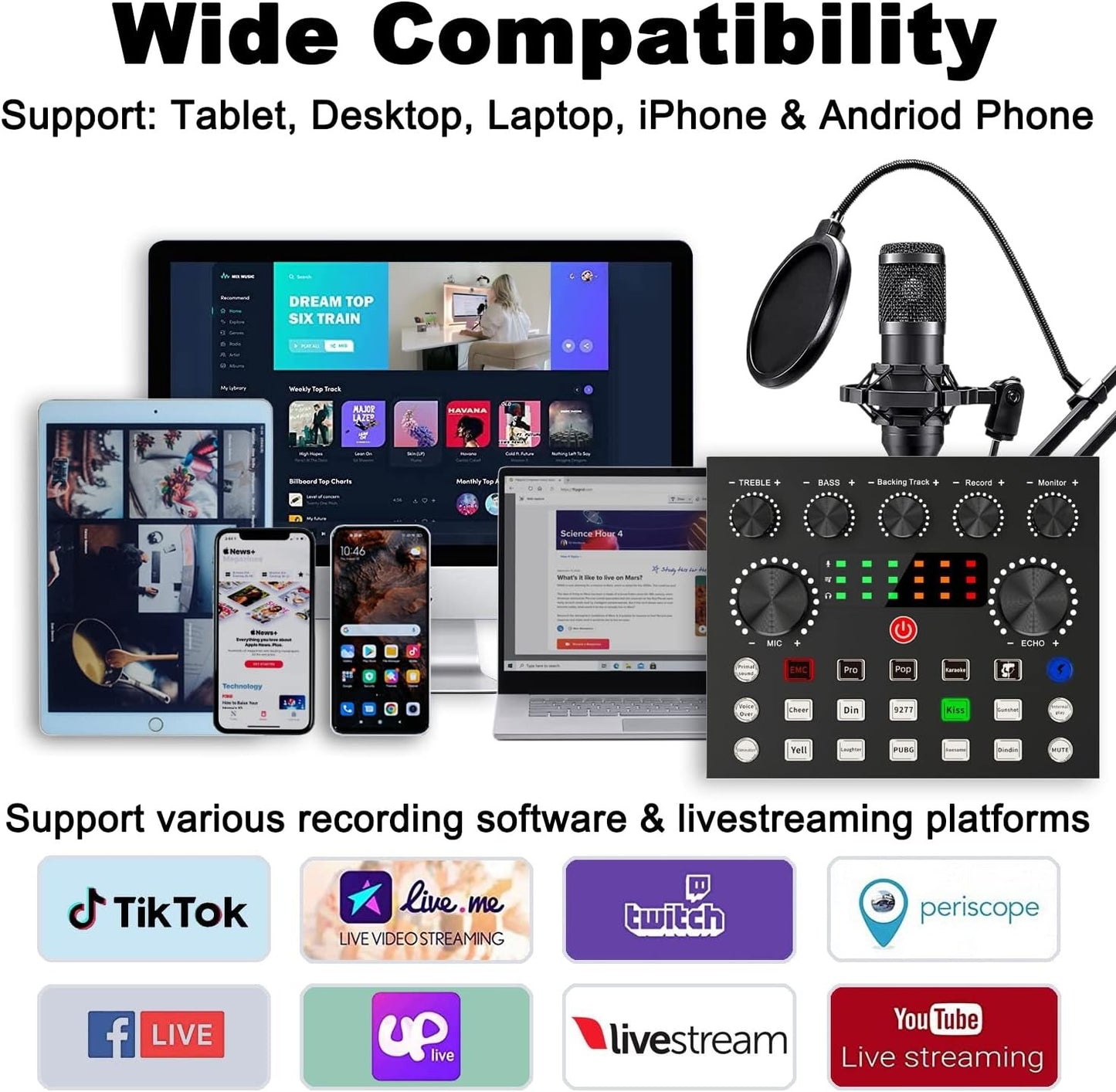 🎙️ Podcast Equipment Bundle – Professional Microphone & Sound Card Kit for Streaming, Recording & Broadcasting