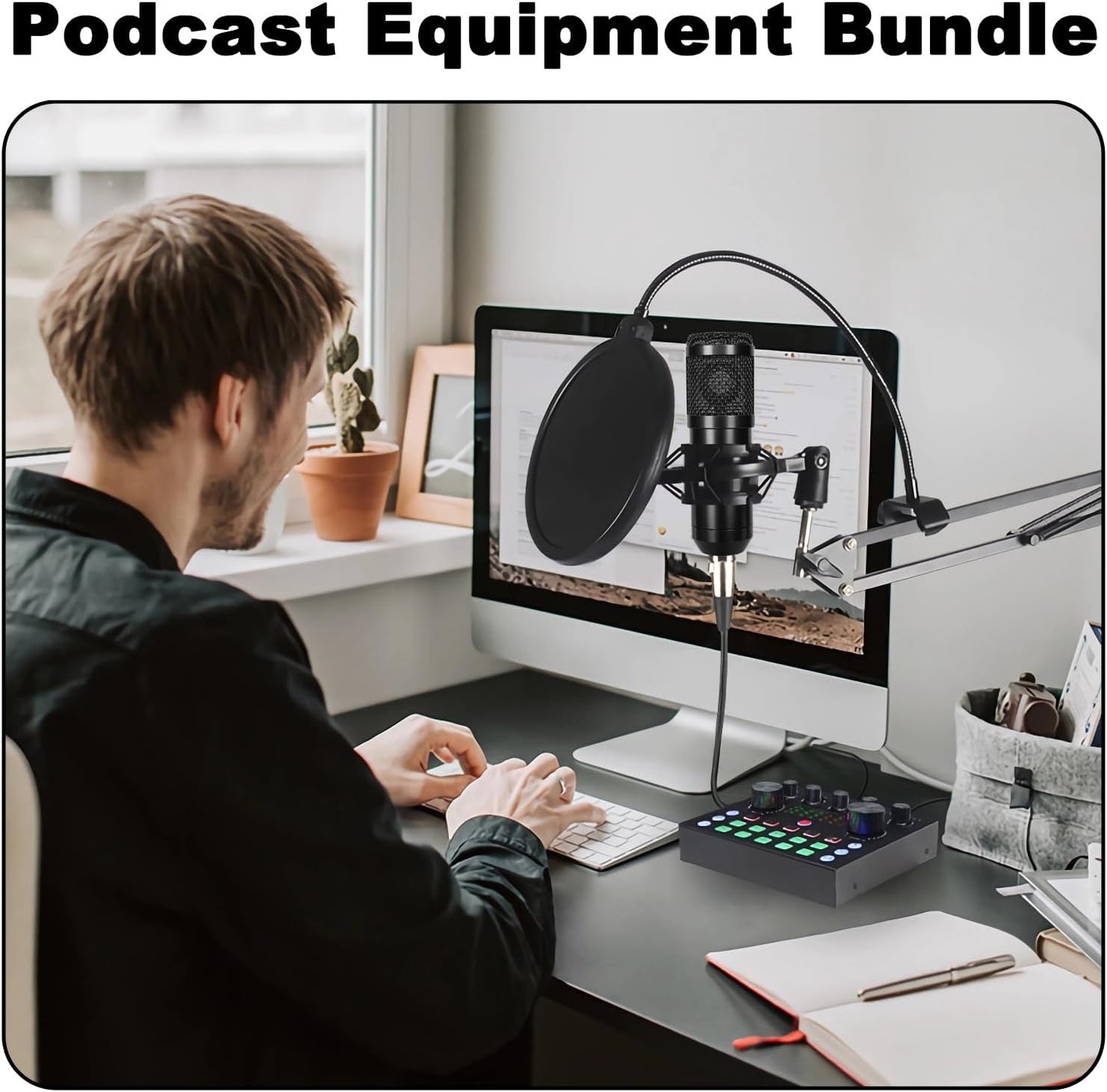 🎙️ Podcast Equipment Bundle – Professional Microphone & Sound Card Kit for Streaming, Recording & Broadcasting