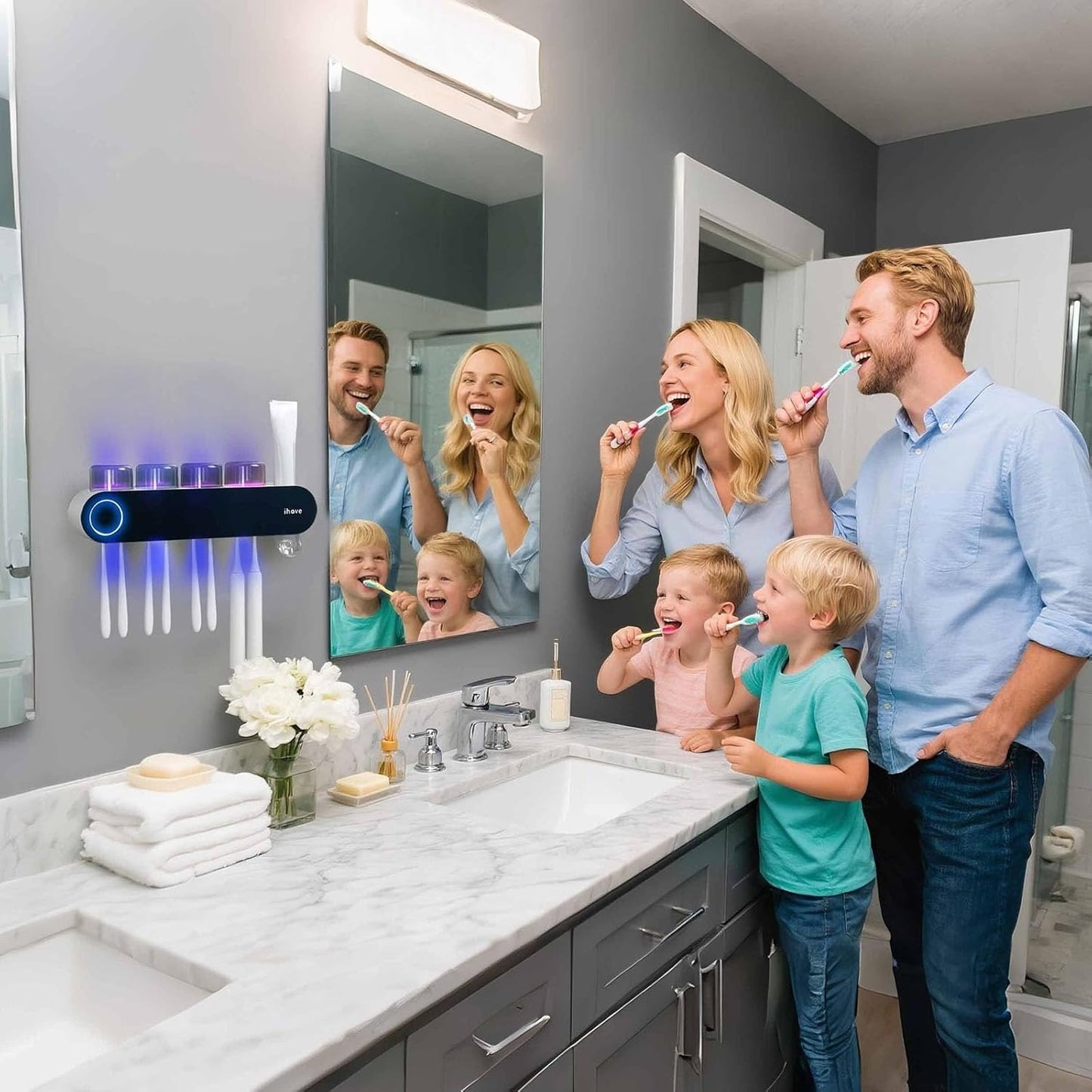 Smart UV Toothbrush Sterilizer & Organizer – “ihave” Wall-Mounted Solution for the Whole Family