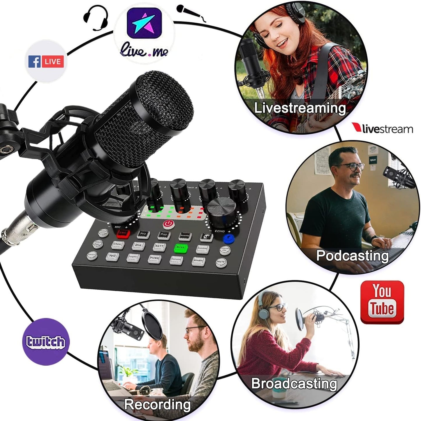 🎙️ Podcast Equipment Bundle – Professional Microphone & Sound Card Kit for Streaming, Recording & Broadcasting