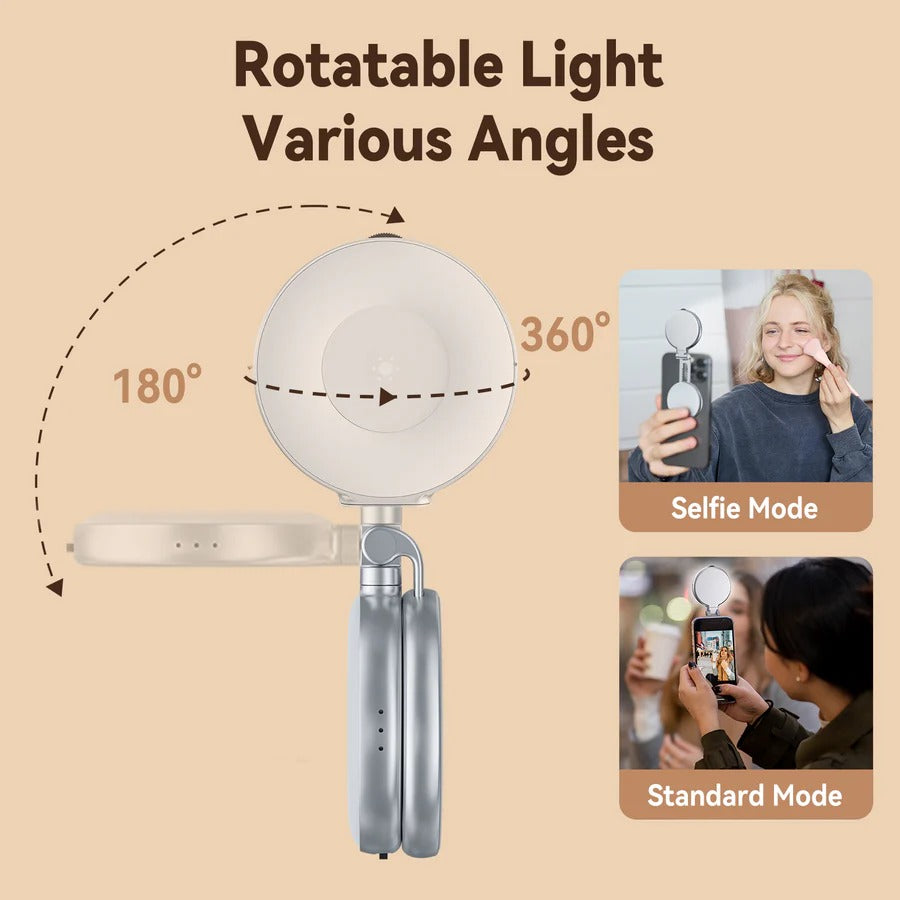 TELESIN Magnetic Selfie Light with Built-in Makeup Mirror