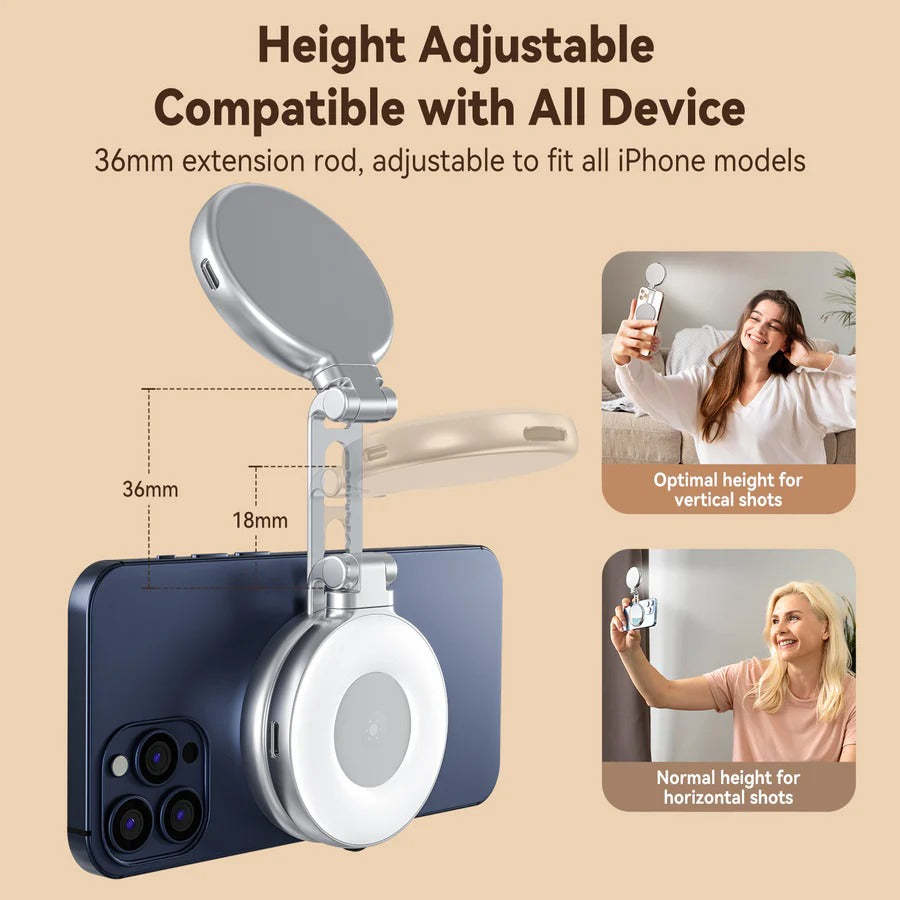 TELESIN Magnetic Selfie Light with Built-in Makeup Mirror