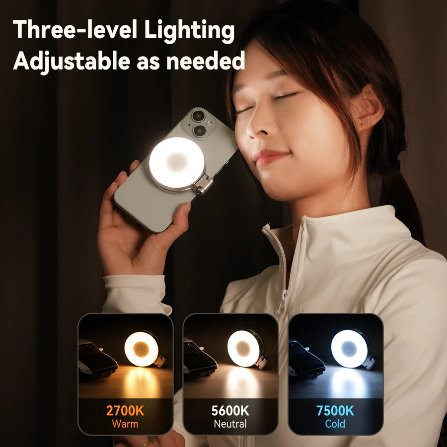 TELESIN Magnetic Selfie Light with Built-in Makeup Mirror
