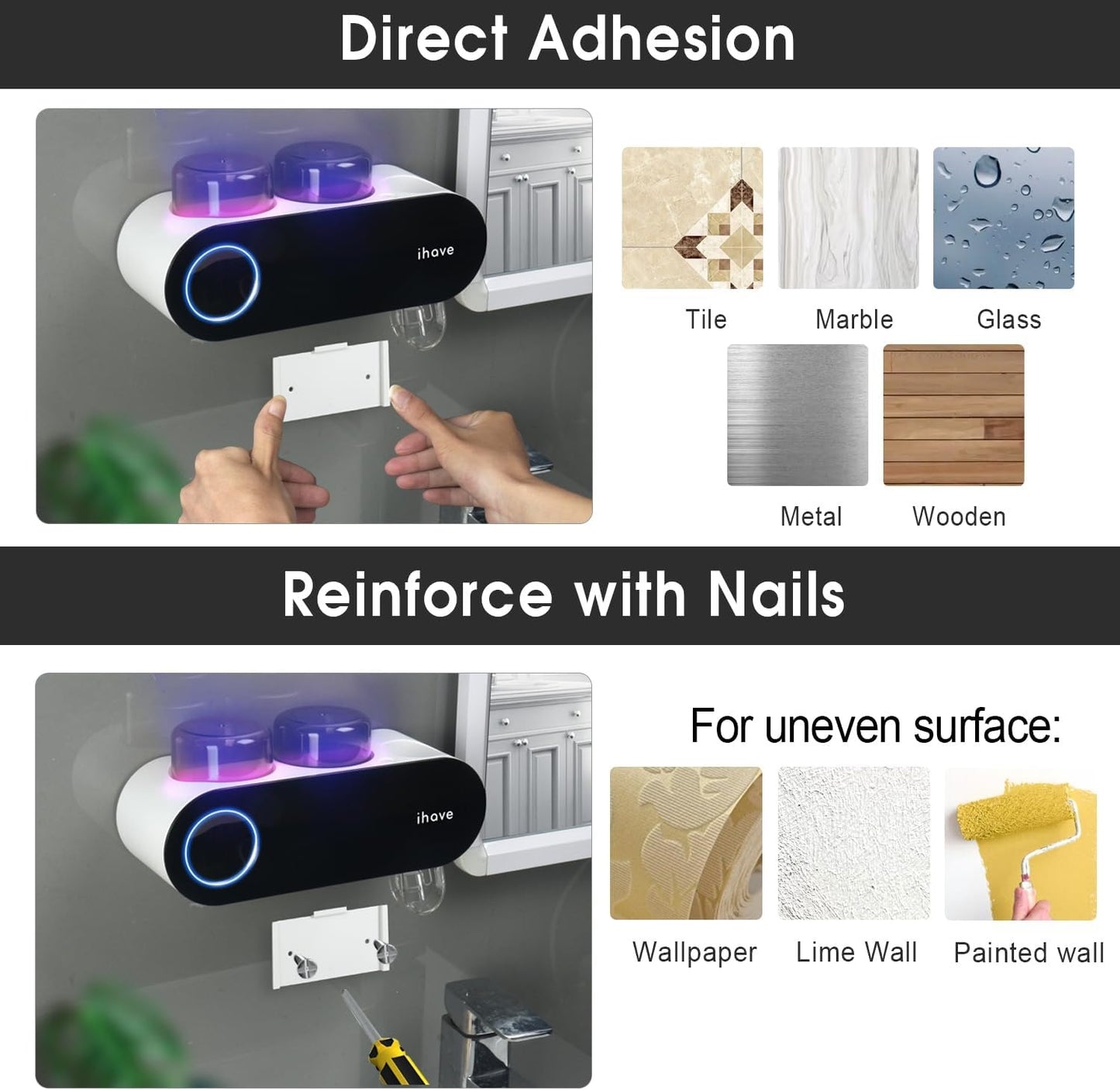 Smart UV Toothbrush Sterilizer & Organizer – “ihave” Wall-Mounted Solution for the Whole Family