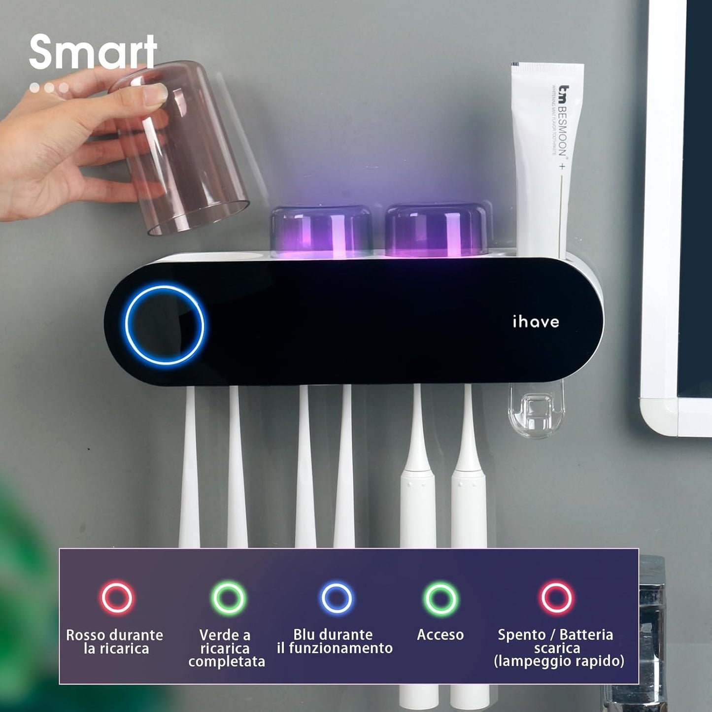 Smart UV Toothbrush Sterilizer & Organizer – “ihave” Wall-Mounted Solution for the Whole Family