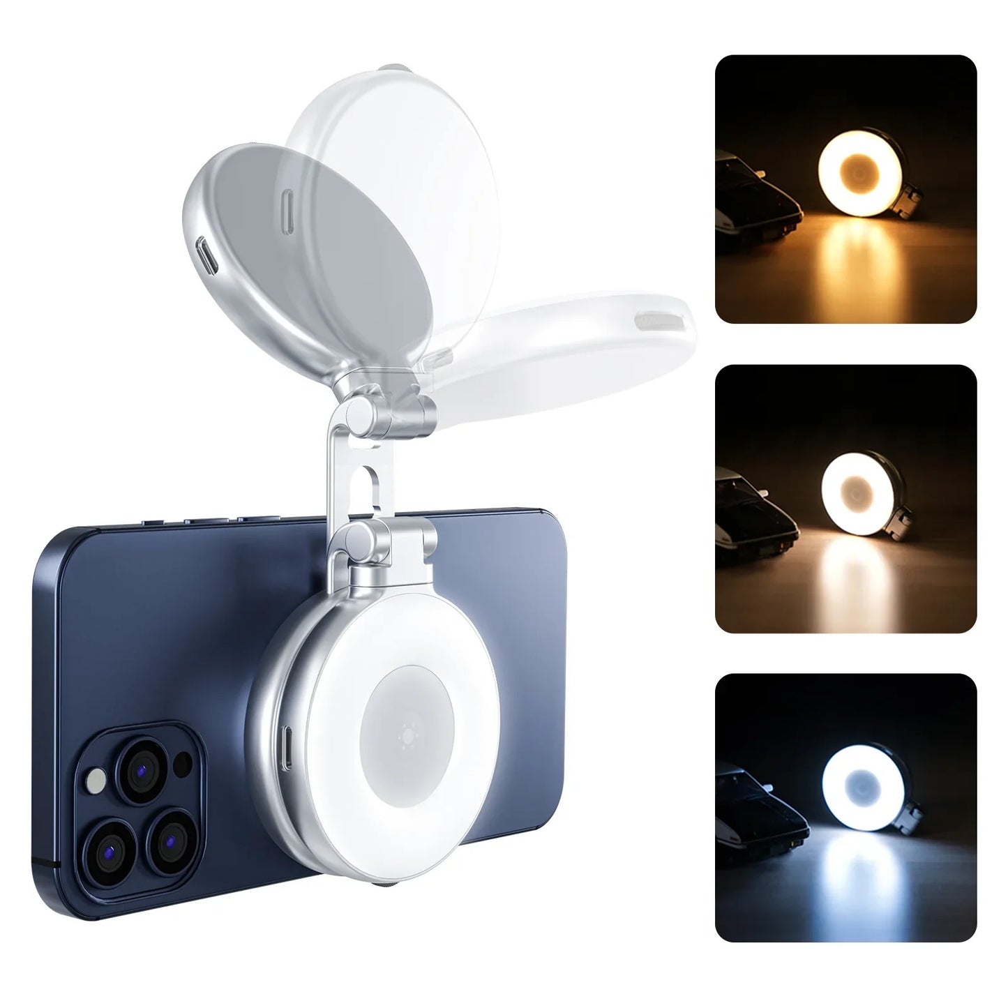 TELESIN Magnetic Selfie Light with Built-in Makeup Mirror