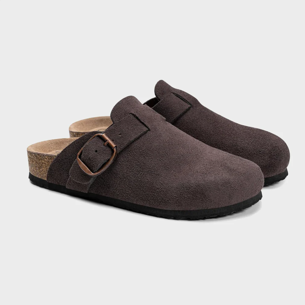 Classic Round-Toe Cork Clogs – Casual Suede Slip-Ons for Men & Women