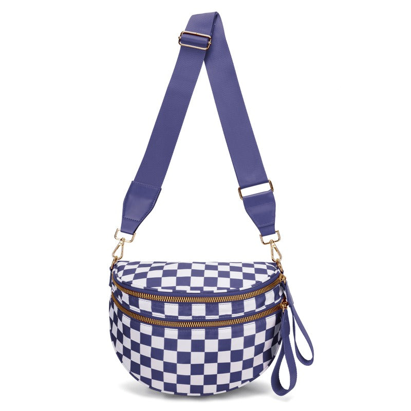 New Version šLimited Time Discountš„Black and White Checkered Nylon Bum Bag