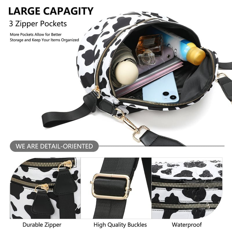 New Version šLimited Time Discountš„Black and White Checkered Nylon Bum Bag