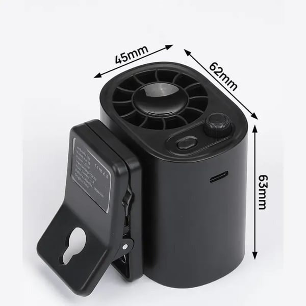 Premium Tech Car Clip-On Fan – 360° Rotation, 100 Speeds, LED Display, USB Rechargeable (1800mAh)