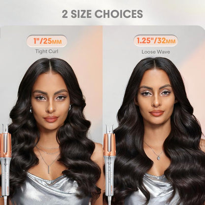 Auto Curling Iron with 3 Heat Levels, 2-Way Spin & Anti-Burn Design
