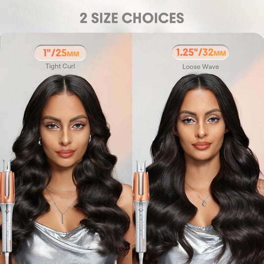 Auto Curling Iron with 3 Heat Levels, 2-Way Spin & Anti-Burn Design