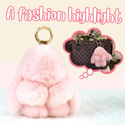 Bunny LuLu Handmade Soft Bunny PomPom Keychain with Designed Tin Box – Adorable Charm for Bags, Phones, and Keys in 14 Colors Hot Pink VNP