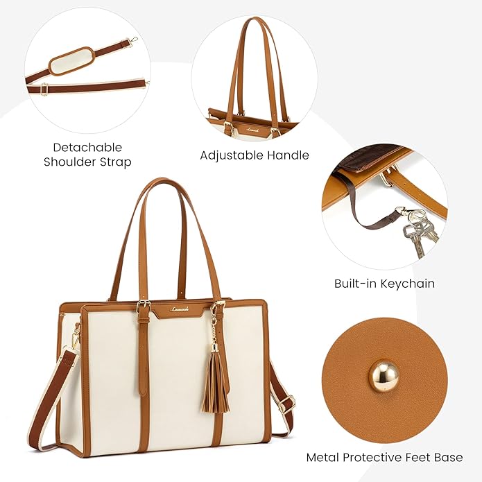 Laptop Bag for Women 17 inch Lightweight Canvas Laptop Tote Bag