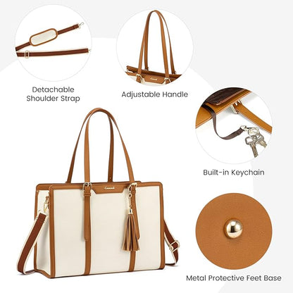 Laptop Bag for Women 17 inch Lightweight Canvas Laptop Tote Bag