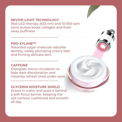 Light Eye Massage Creamwith Caffeine & Hyaluronic Acid for Dark Circles Firming Fine Lines Hydrating Moisturizing Radiant Skin Care with Red Light Micro-Vibration Head