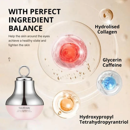 Light Eye Massage Creamwith Caffeine & Hyaluronic Acid for Dark Circles Firming Fine Lines Hydrating Moisturizing Radiant Skin Care with Red Light Micro-Vibration Head