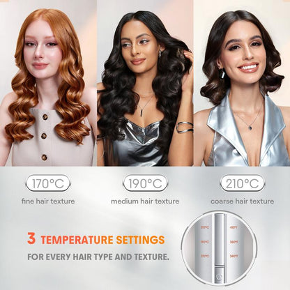 Auto Curling Iron with 3 Heat Levels, 2-Way Spin & Anti-Burn Design