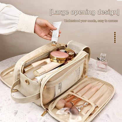 Portable Makeup Bag, Back To School, Fall Large Capacity Cosmetic Storage Bag, Travel Accessories, Travel Essentials, Zipper Makeup Organizer Pouch, Versatile Storage Stationery, Cosmetics Organizer, Brush Pouch, Vanity Bag Organizer, Makeup Bag Set