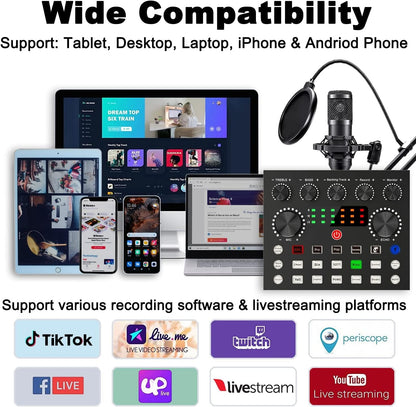 🎙️ Podcast Equipment Bundle – Professional Microphone & Sound Card Kit for Streaming, Recording & Broadcasting