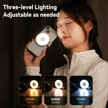 TELESIN Magnetic Selfie Light with Built-in Makeup Mirror