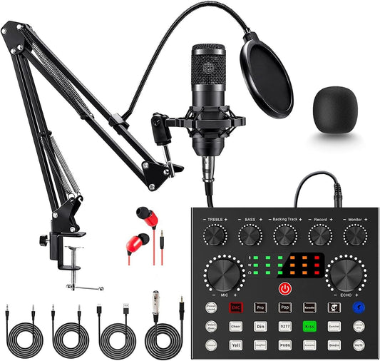 🎙️ Podcast Equipment Bundle – Professional Microphone & Sound Card Kit for Streaming, Recording & Broadcasting