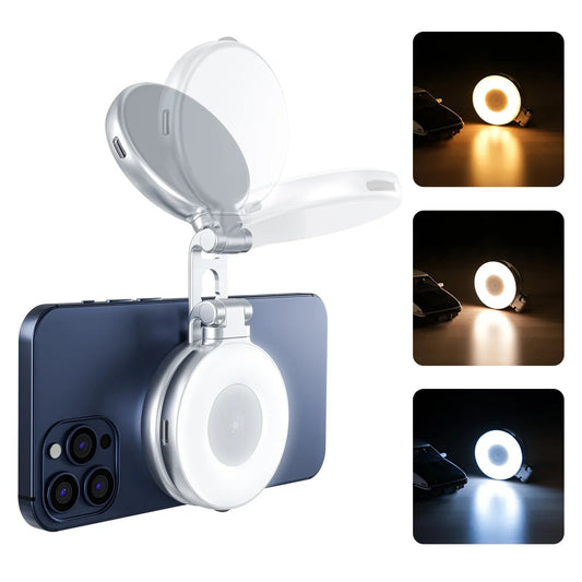 TELESIN Magnetic Selfie Light with Built-in Makeup Mirror