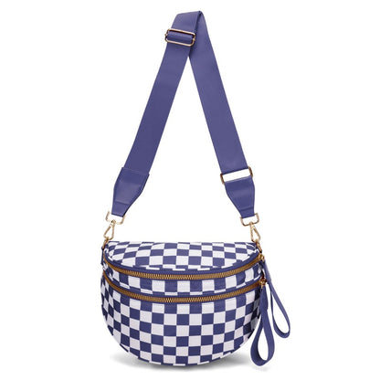 New Version 🎁Limited Time Discount🔥Black and White Checkered Nylon Bum Bag