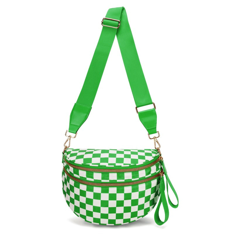 New Version 🎁Limited Time Discount🔥Black and White Checkered Nylon Bum Bag
