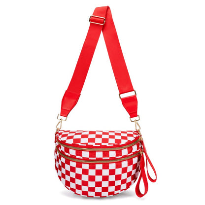 New Version 🎁Limited Time Discount🔥Black and White Checkered Nylon Bum Bag