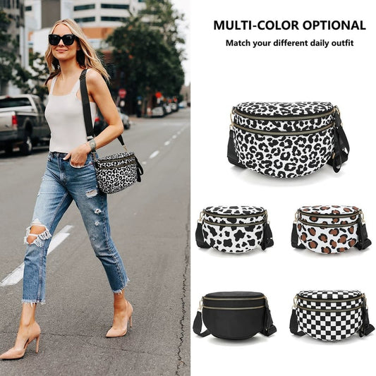 New Version 🎁Limited Time Discount🔥Black and White Checkered Nylon Bum Bag
